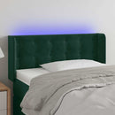 sengegavl med LED-lys 93x16x78/88 cm fløjl Mørkegrøn