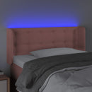 sengegavl med LED-lys 93x16x78/88 cm fløjl lyserød