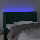 sengegavl med LED-lys 103x16x78/88 cm fløjl mørkegrøn