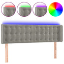 sengegavl med LED-lys 147x16x78/88 cm fløjl lysegrå