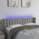 sengegavl med LED-lys 147x16x78/88 cm fløjl lysegrå