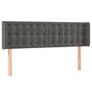sengegavl med LED-lys 147x16x78/88 cm fløjl mørkegrå