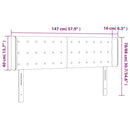 sengegavl med LED-lys 147x16x78/88 cm fløjl sort