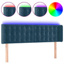 sengegavl med LED-lys 147x16x78/88 cm fløjl mørkeblå