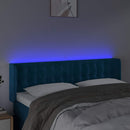 sengegavl med LED-lys 147x16x78/88 cm fløjl mørkeblå