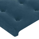 sengegavl med LED-lys 147x16x78/88 cm fløjl mørkeblå