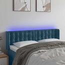 sengegavl med LED-lys 147x16x78/88 cm fløjl mørkeblå