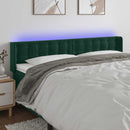 sengegavl med LED-lys 163x16x78/88 cm fløjl mørkegrøn