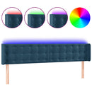 sengegavl med LED-lys 163x16x78/88 cm fløjl mørkeblå