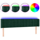sengegavl med LED-lys 183x16x78/88 cm fløjl mørkegrøn