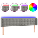 sengegavl med LED-lys 203x16x78/88 cm fløjl lysegrå