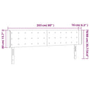sengegavl med LED-lys 203x16x78/88 cm fløjl lysegrå