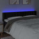 sengegavl med LED-lys 203x16x78/88 cm fløjl sort