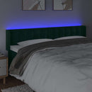 sengegavl med LED-lys 203x16x78/88 cm fløjl mørkegrøn