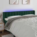 sengegavl med LED-lys 203x16x78/88 cm fløjl mørkegrøn