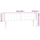sengegavl med LED-lys 203x16x78/88 cm fløjl mørkeblå