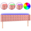 sengegavl med LED-lys 203x16x78/88 cm fløjl lyserød