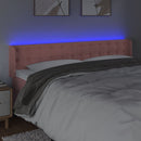 sengegavl med LED-lys 203x16x78/88 cm fløjl lyserød