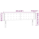 sengegavl med LED-lys 203x16x78/88 cm fløjl lyserød