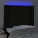 sengegavl med LED-lys 83x16x118/128 cm stof sort