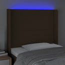 sengegavl med LED-lys 83x16x118/128 cm stof mørkebrun