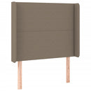 sengegavl med LED-lys 83x16x118/128 cm stof gråbrun