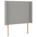 sengegavl med LED-lys 93x16x118/128 cm stof lysegrå