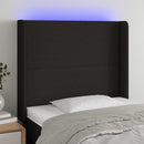 sengegavl med LED-lys 93x16x118/128 cm stof sort