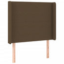 sengegavl med LED-lys 93x16x118/128 cm stof mørkebrun