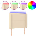 sengegavl med LED-lys 93x16x118/128 cm stof cremefarvet