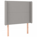 sengegavl med LED-lys 103x16x118/128 cm stof lysegrå