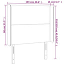 sengegavl med LED-lys 103x16x118/128 cm stof mørkegrå