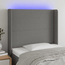 sengegavl med LED-lys 103x16x118/128 cm stof sort