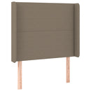 sengegavl med LED-lys 103x16x118/128 cm stof gråbrun