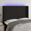 sengegavl med LED-lys 147x16x118/128 cm stof sort
