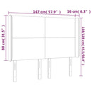sengegavl med LED-lys 147x16x118/128 cm stof mørkebrun