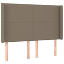 sengegavl med LED-lys 147x16x118/128 cm stof gråbrun