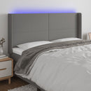 sengegavl med LED-lys 163x16x118/128 cm stof mørkegrå