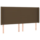 sengegavl med LED-lys 163x16x118/128 cm stof mørkebrun