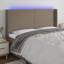 sengegavl med LED-lys 163x16x118/128 cm stof gråbrun