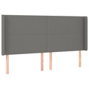 sengegavl med LED-lys 183x16x118/128 cm stof mørkegrå