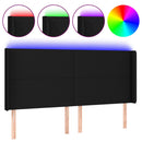 sengegavl med LED-lys 183x16x118/128 cm stof sort