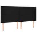 sengegavl med LED-lys 183x16x118/128 cm stof sort