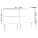 sengegavl med LED-lys 203x16x118/128 cm stof mørkegrå
