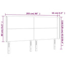sengegavl med LED-lys 203x16x118/128 cm stof gråbrun
