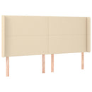sengegavl med LED-lys 203x16x118/128 cm stof cremefarvet