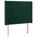 sengegavl med LED-lys 83x16x118/128 cm fløjl mørkegrøn