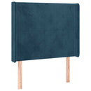 sengegavl med LED-lys 83x16x118/128 cm fløjl mørkeblå