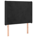 sengegavl med LED-lys 93x16x118/128 cm fløjl sort