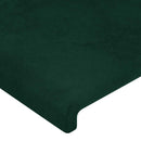 sengegavl med LED-lys 93x16x118/128 cm fløjl mørkegrøn